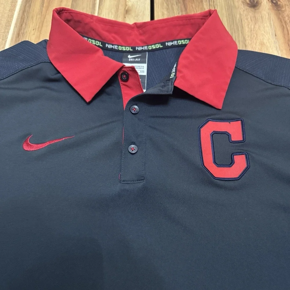 Cleveland Guardians Polo Shirt Mens 2XL Nike Blue MLB Baseball Performance Golf